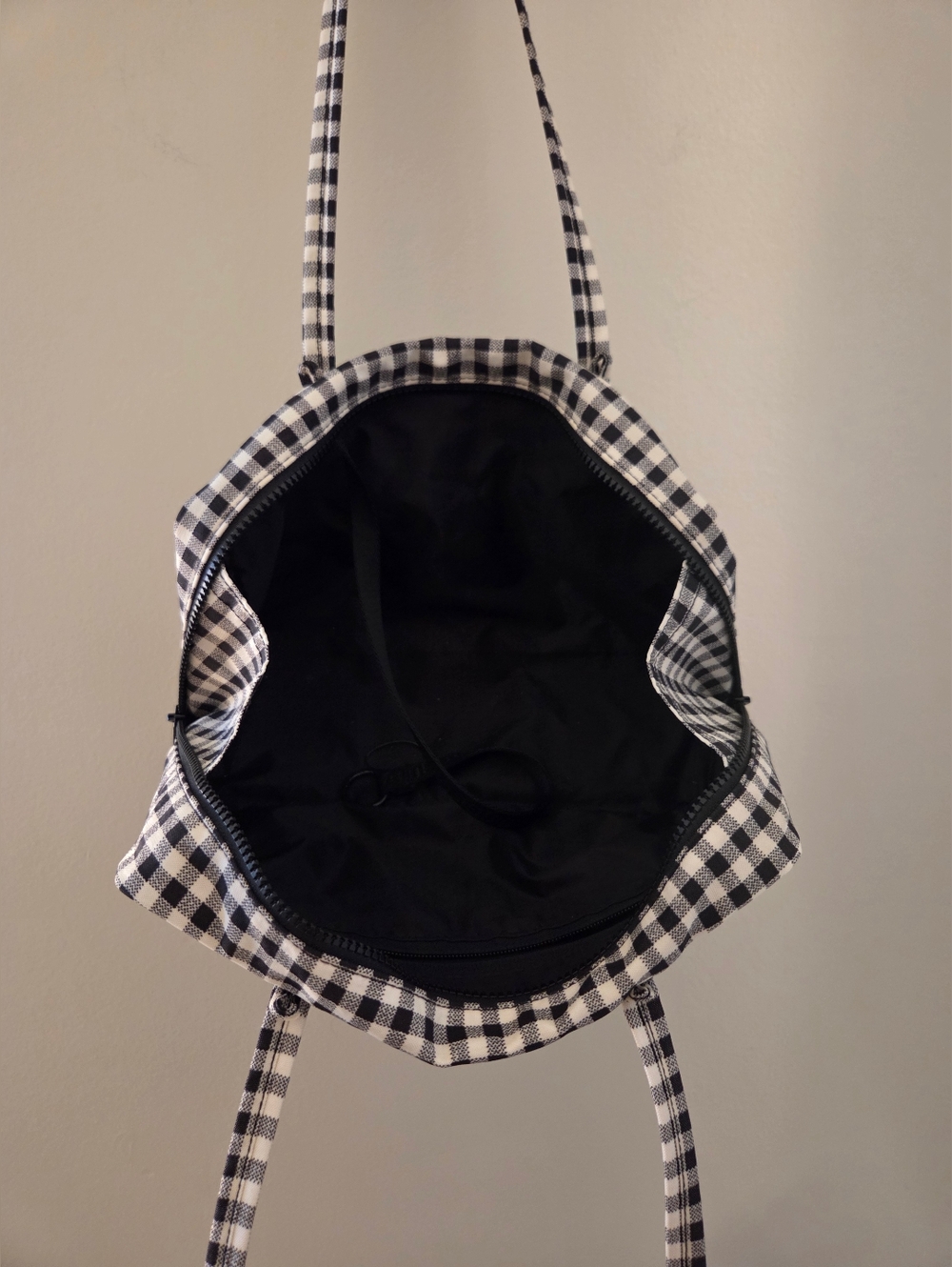 Baggu Black and White Gingham Bowler Bag (Small) - Picture 2 of 5